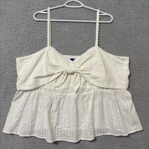Lightweight Summer Peplum Cami Tank Top Bow Front Flowy Elastic Back Size 3X